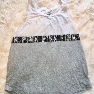 3FOR12✅Victoria’s Secret PINK White & Gray Shirt